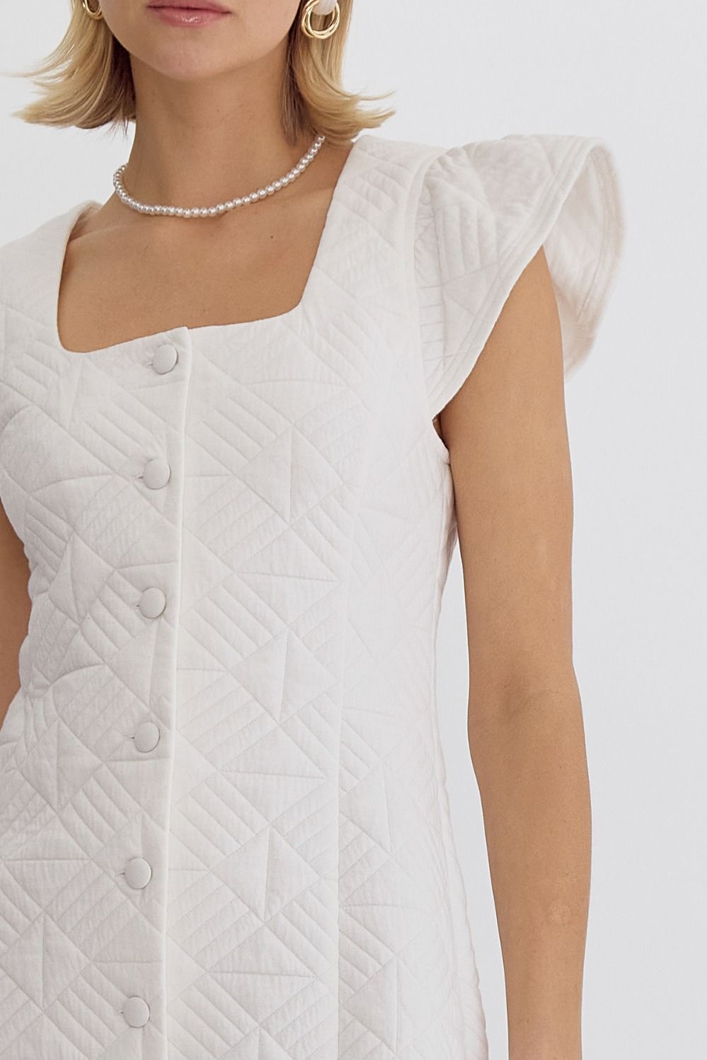 Square Neck Quilted Dress