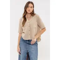 Gauze Short Sleeve Button Down Shirt