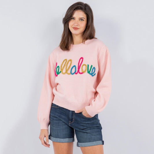 'Hello Love' Script Valentine's Day Sweater