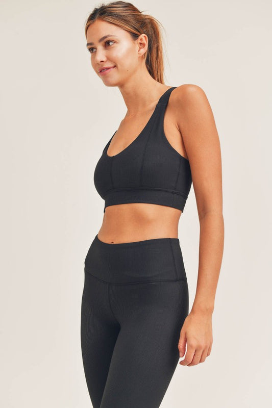 Micro Ribbed Lycra-Blend Sports Bra