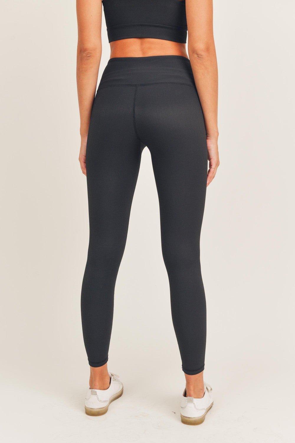 Micro Ribbed Lycra-Blend Highwaist Leggings