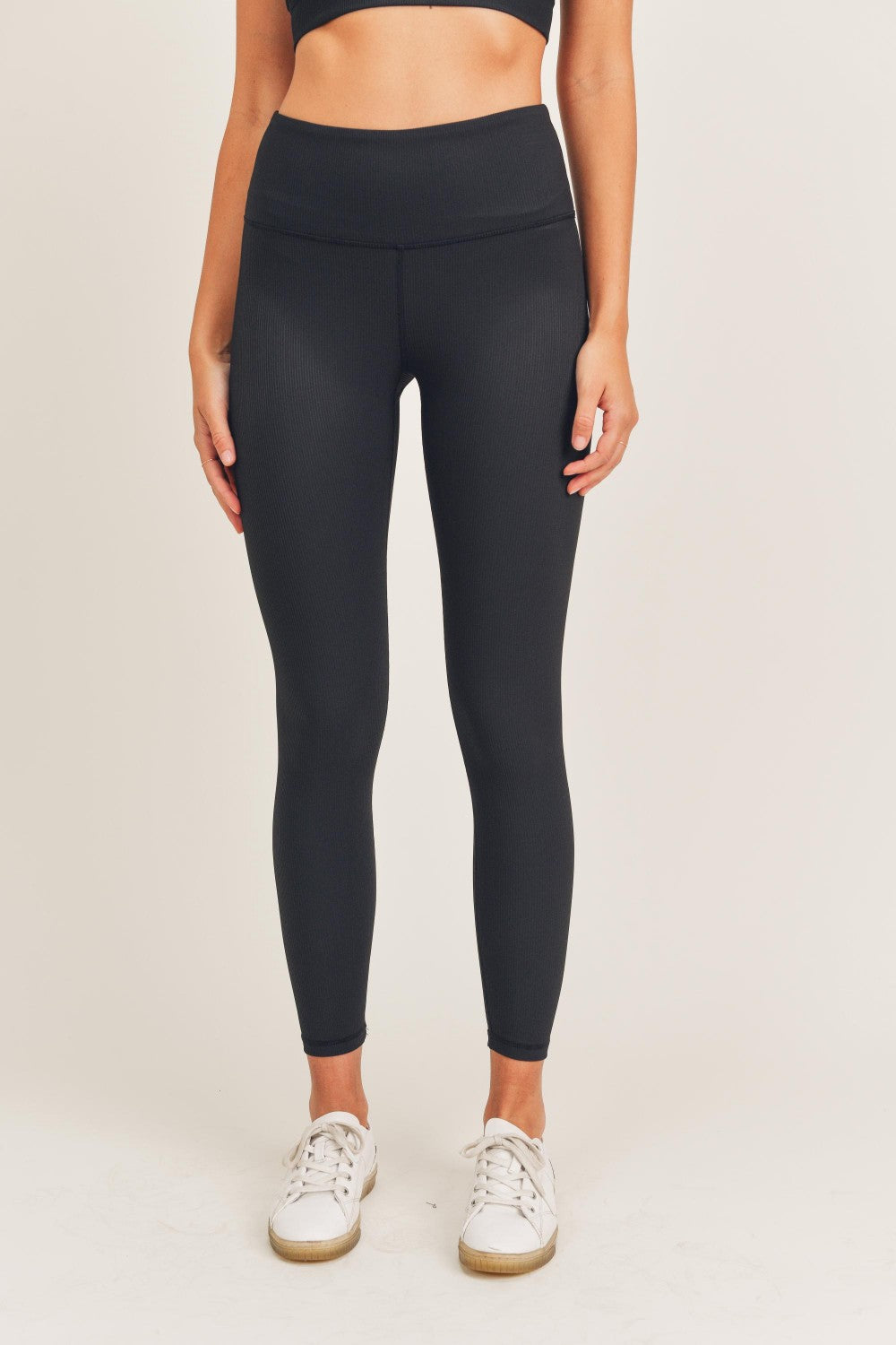 Micro Ribbed Lycra-Blend Highwaist Leggings