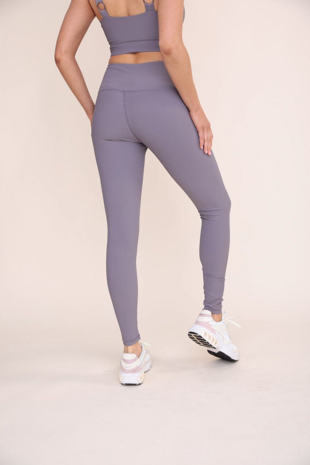 Micro Ribbed Lycra-Blend Highwaist Leggings