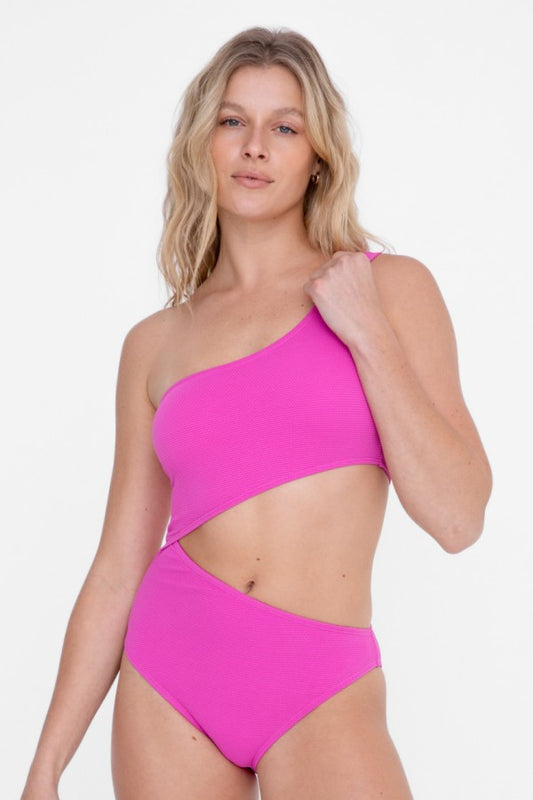 Solid Asymmetrical One-Piece Swimsuit