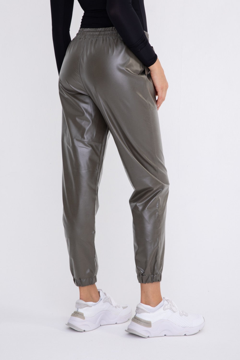 Leather-Like High-Waisted Joggers