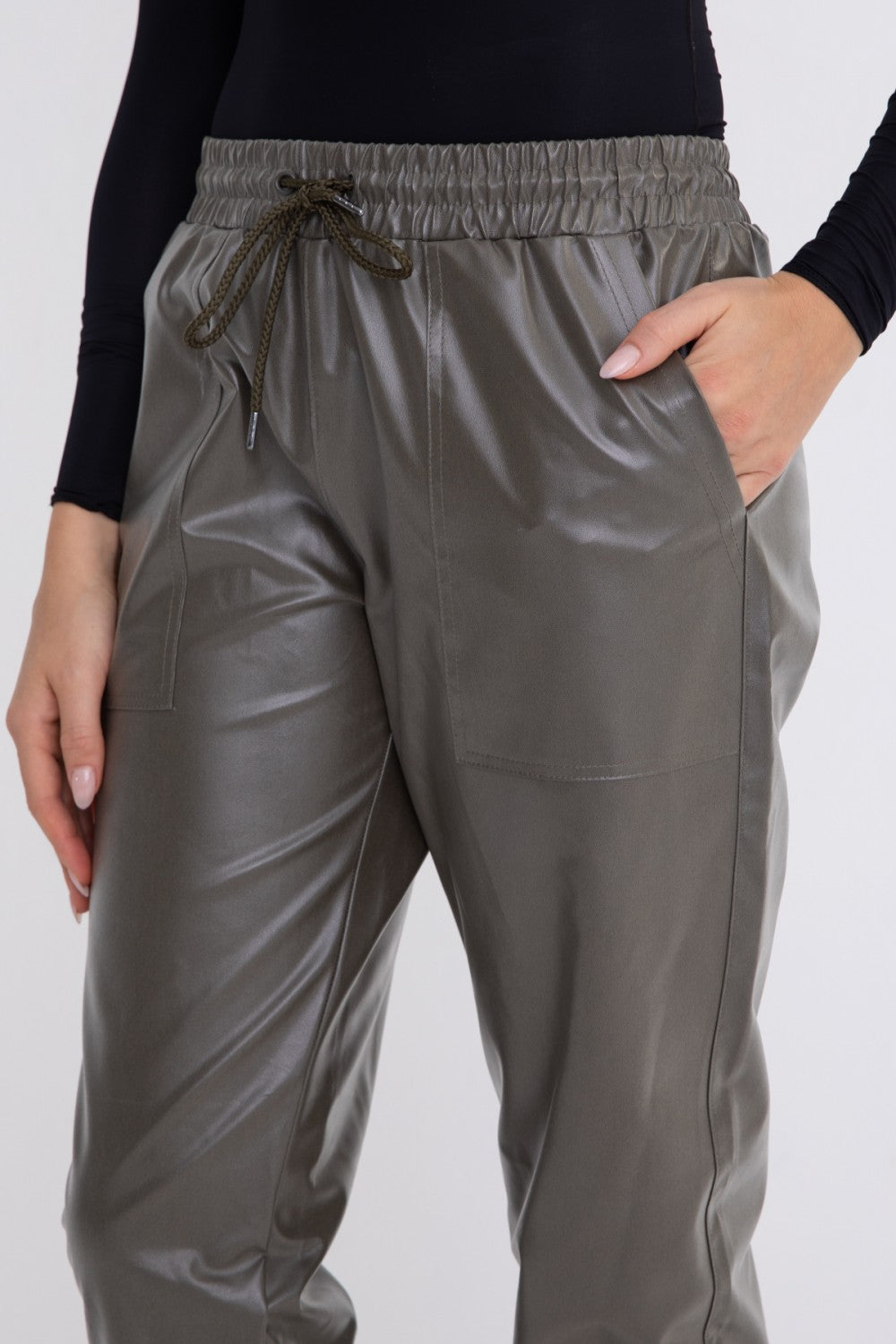 Leather-Like High-Waisted Joggers