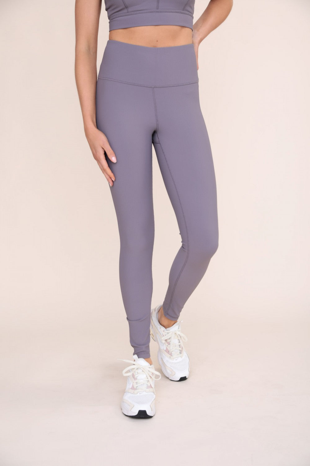 Micro Ribbed Lycra-Blend Highwaist Leggings